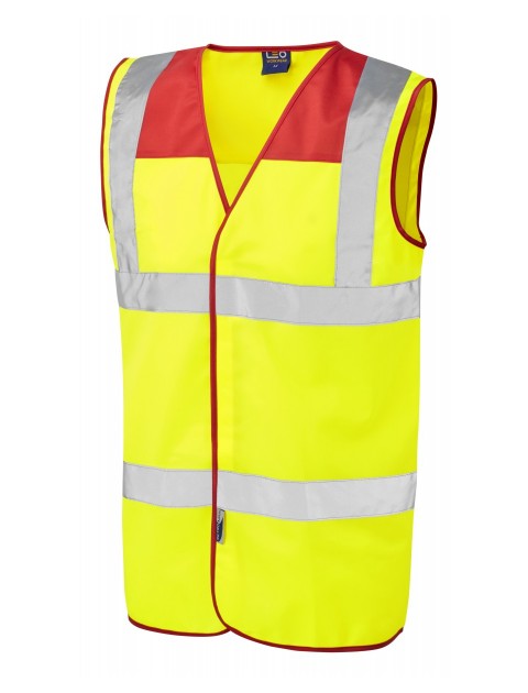 Leo Bradworthy Red Yoke Waistcoat Red High Visibility